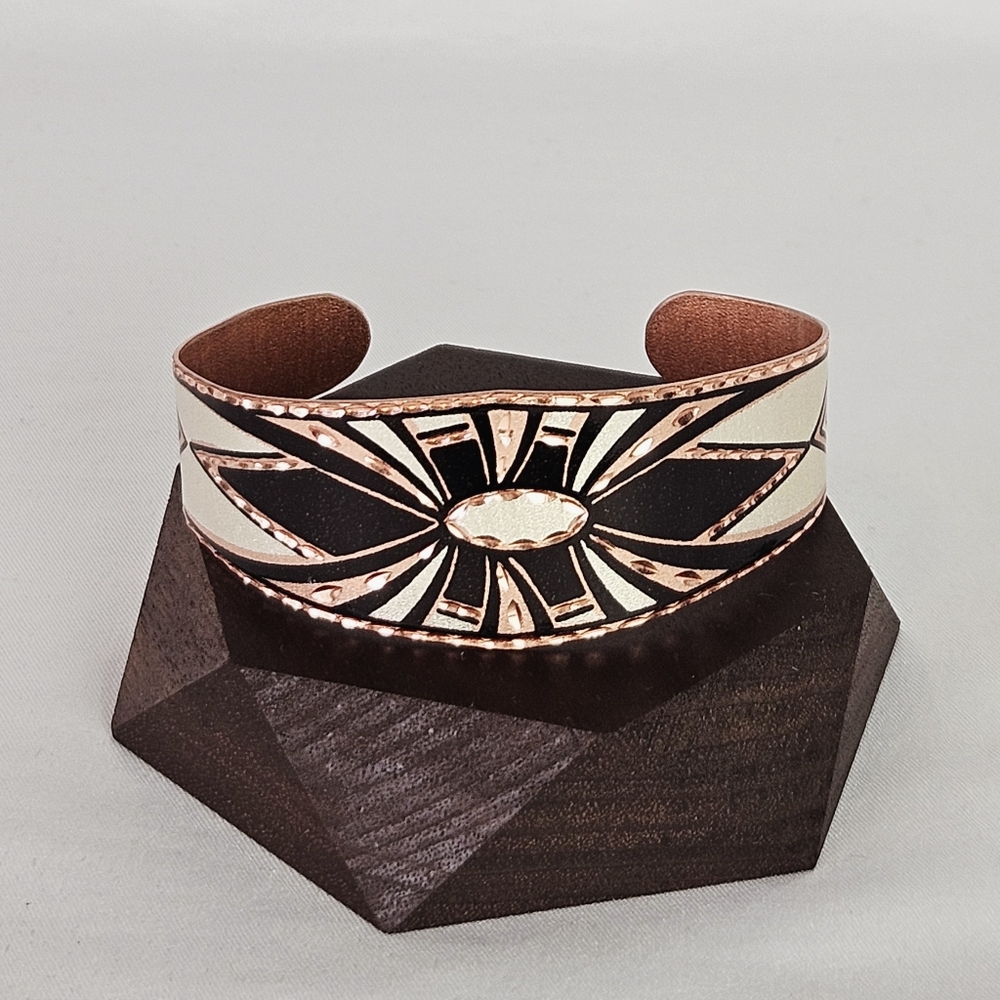 Geometric Art Deco Copper Cuff Bracelet